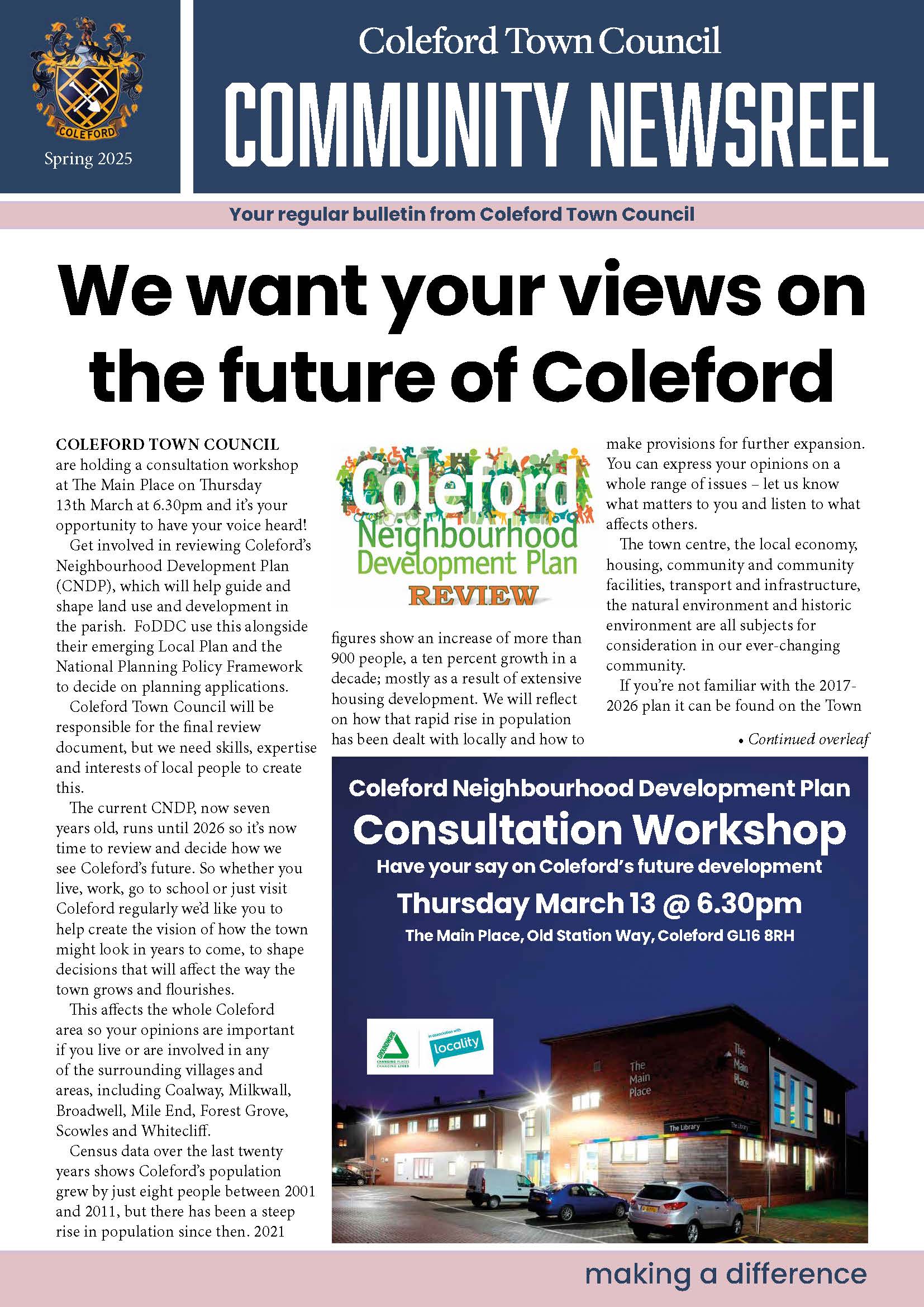 Coleford Town Council Community Newsreal Spring 2025 - See link below for word version